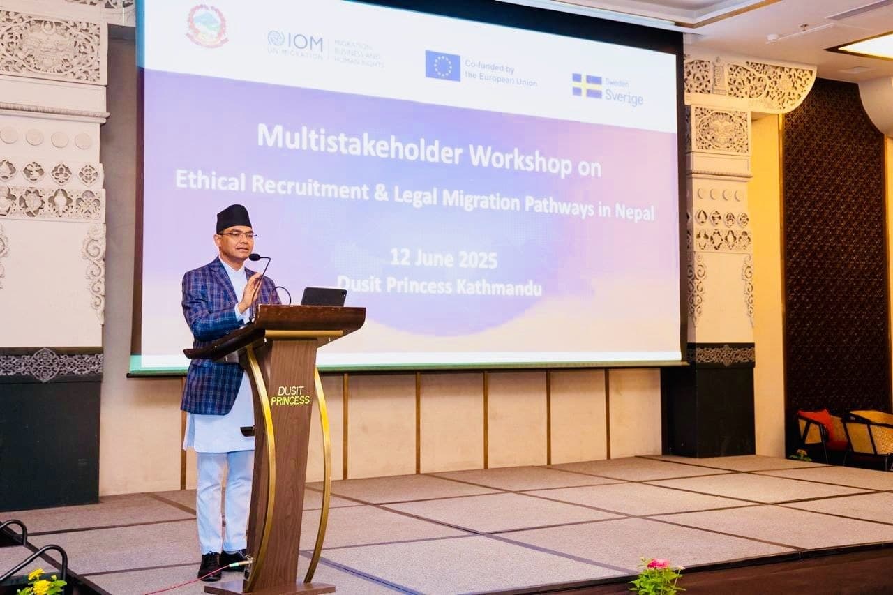Dr. Krishna Hari Pushkar addressing a multistakeholder workshop in Kathmandu